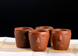 Vaso Cara de Barro Rojo Artesanales de Tlapazola, Oaxaca